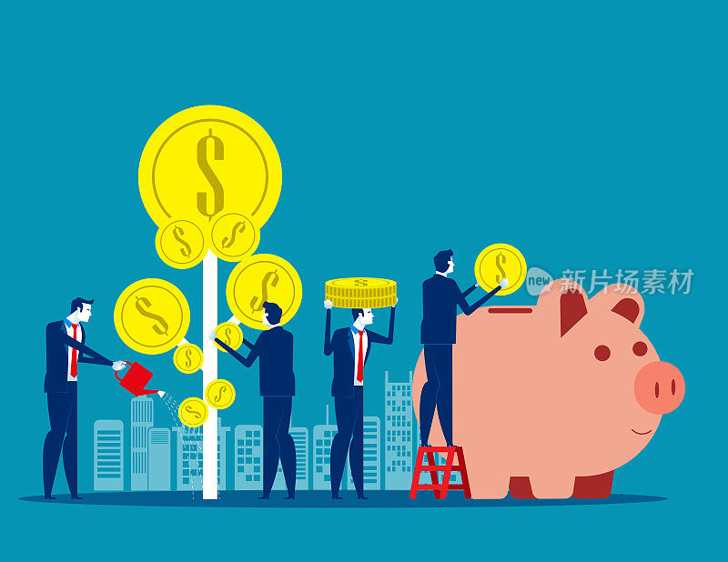 Money Profit growth business. Concept business vector illustration, Investment, Deposit, Coin.